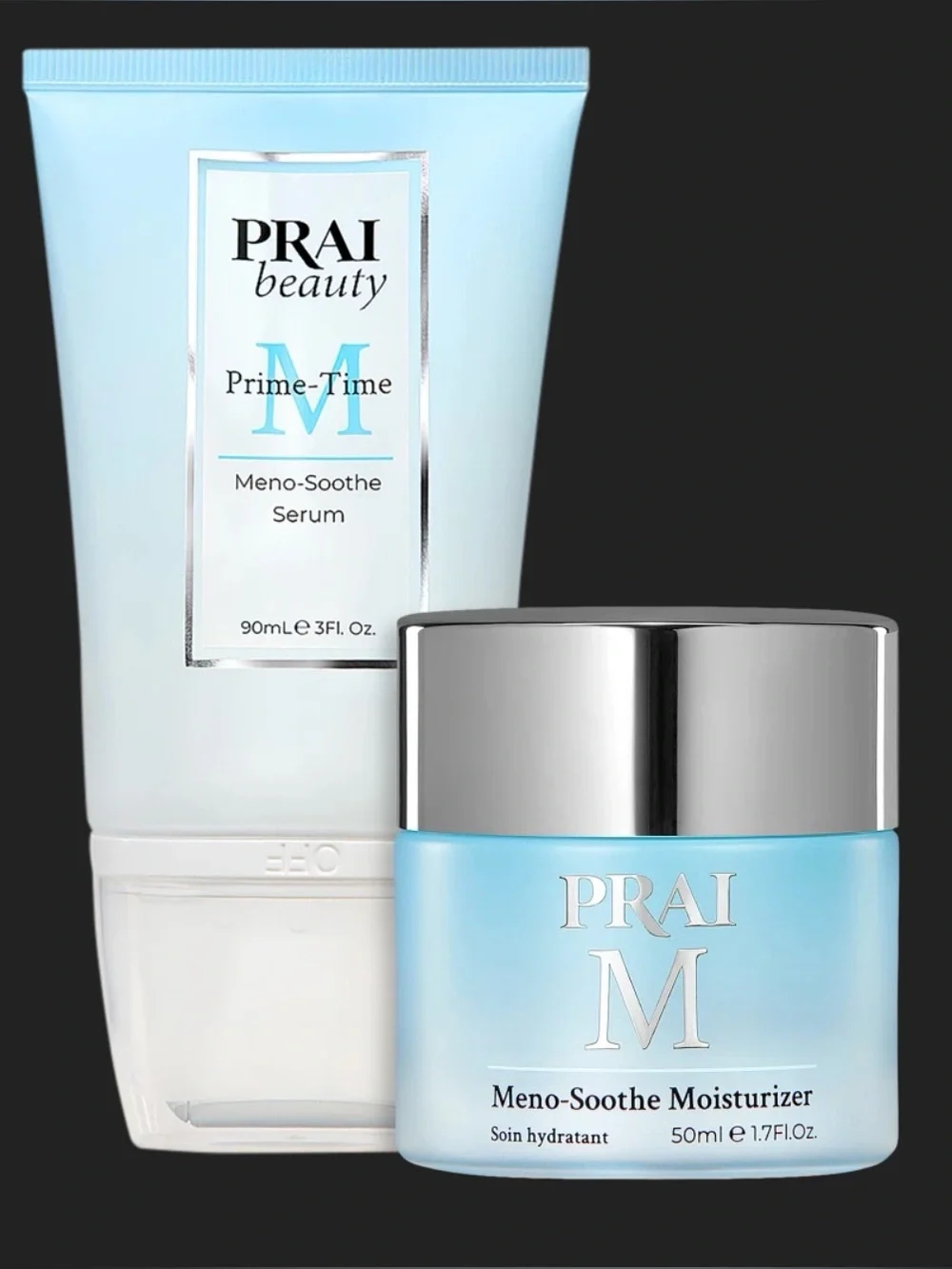 PRAI Beauty | Meno‐Soothe Serum & Moisturizer | Skincare Duo | New | Bonus Gift